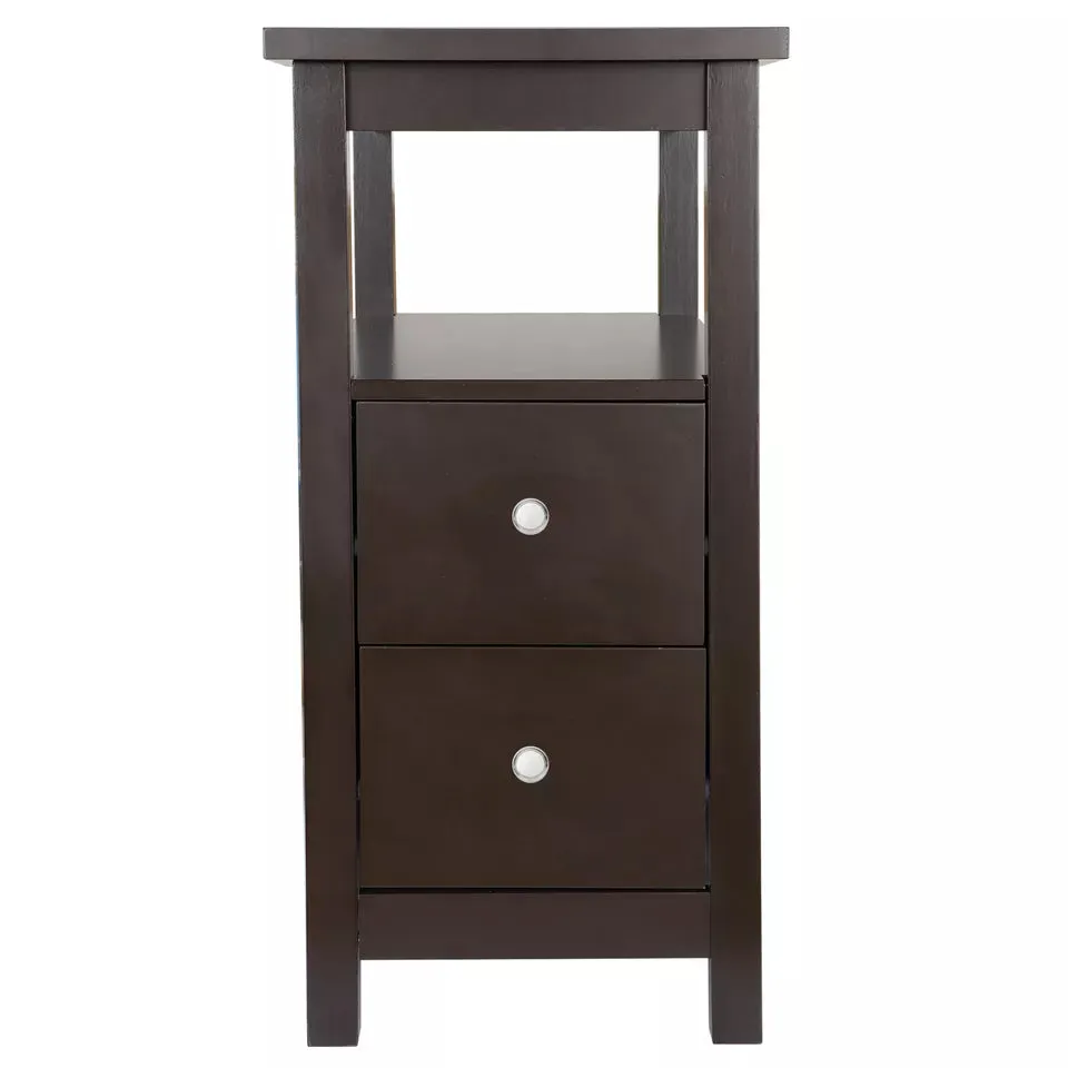 Compact Chair Side End Table with Drawers for Small Spaces and Storage