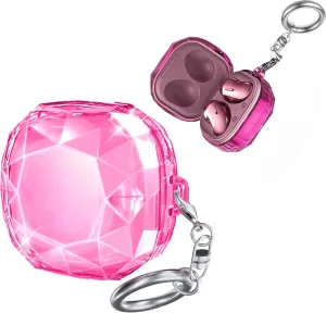 Compatible with Galaxy Buds 2 pro(2022)/ Samsung Galaxy Buds 2 Case/Galaxy Buds Pro (2021) Case/Galaxy Buds Live Case (2020) Hard PC Shockproof Case Crystal Protective Cover with Keychain