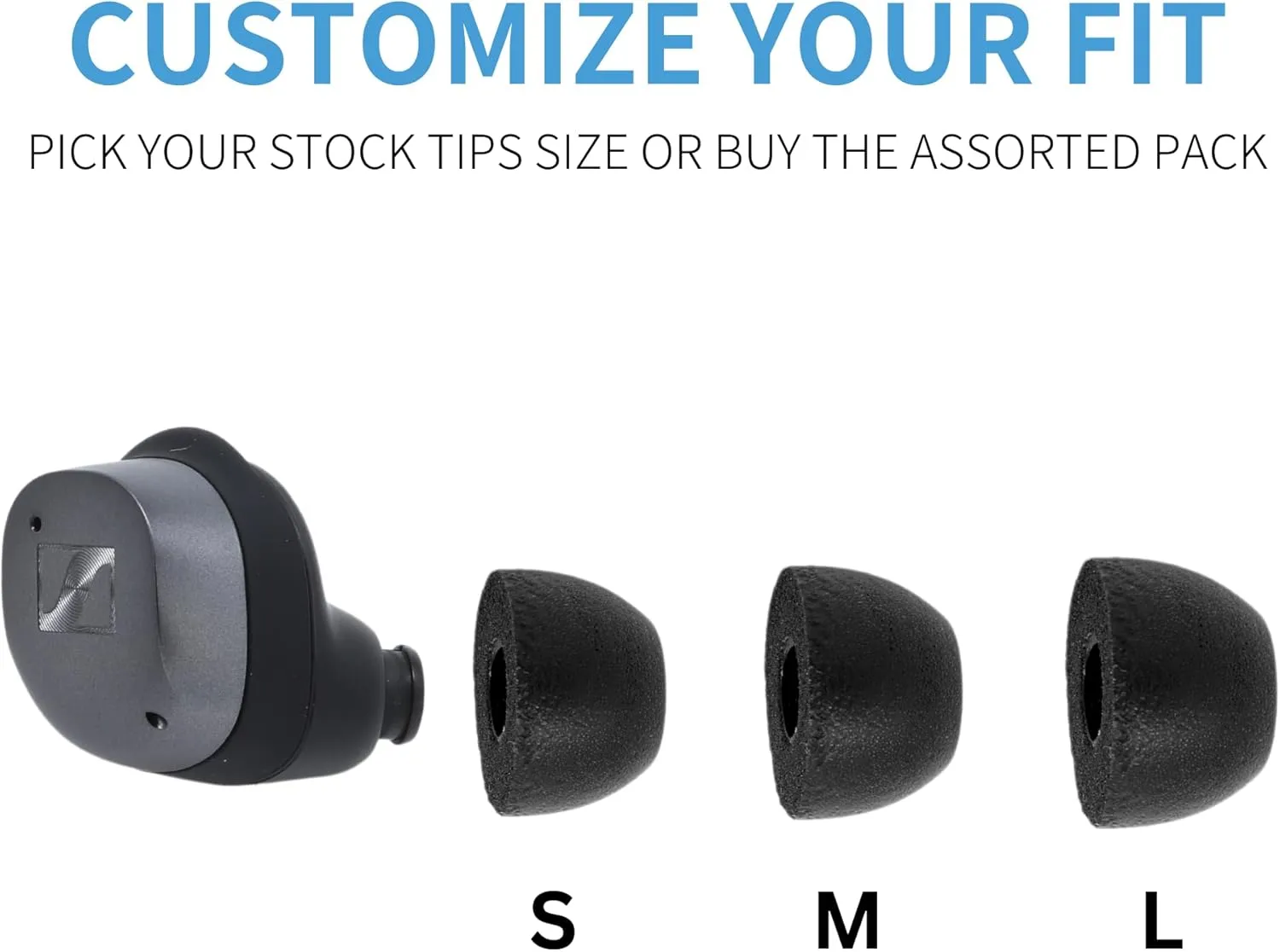 Comply TrueGrip | Premium Memory Foam Replacement Earbud Tips for Sennheiser Momentum 3, 4, ACCENTUM | Enhanced Comfort, Secure Fit, Superior Noise Isolation, Cleaning Tool | Black, Small (3 Pairs)