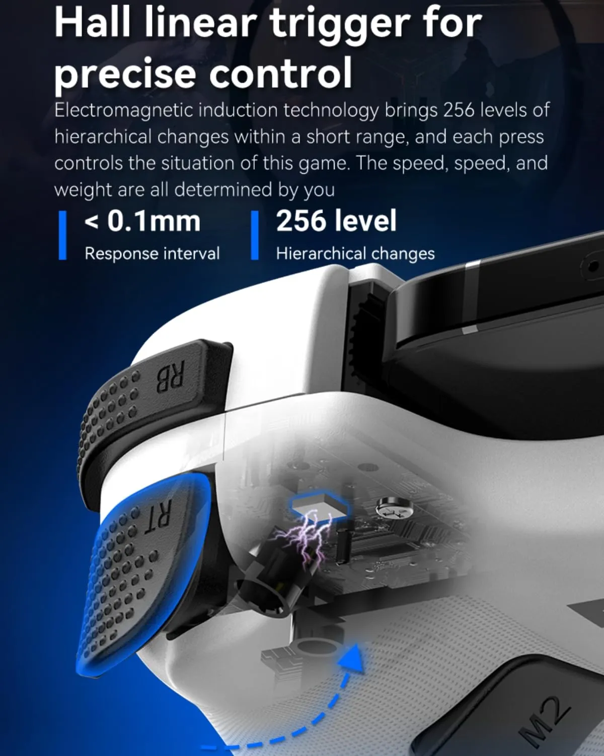 COOBILE Wireless Game Controller, Bluetooth Stretching Handle with Hall Linear Trigger, Dual Vibration Motors Macro Back Button, for iOS/Android/ipad/PC/Switch (Black)