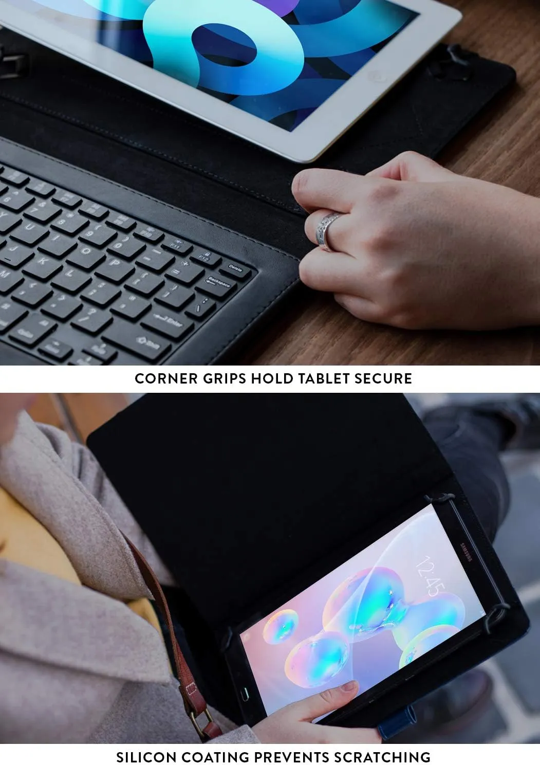 Cooper Infinite Executive Keyboard Case for 7, 7.9, 8" Tablets | Universal Fit | 2-in-1 Leather Folio Cover & Bluetooth Wireless Keyboard with Hotkeys