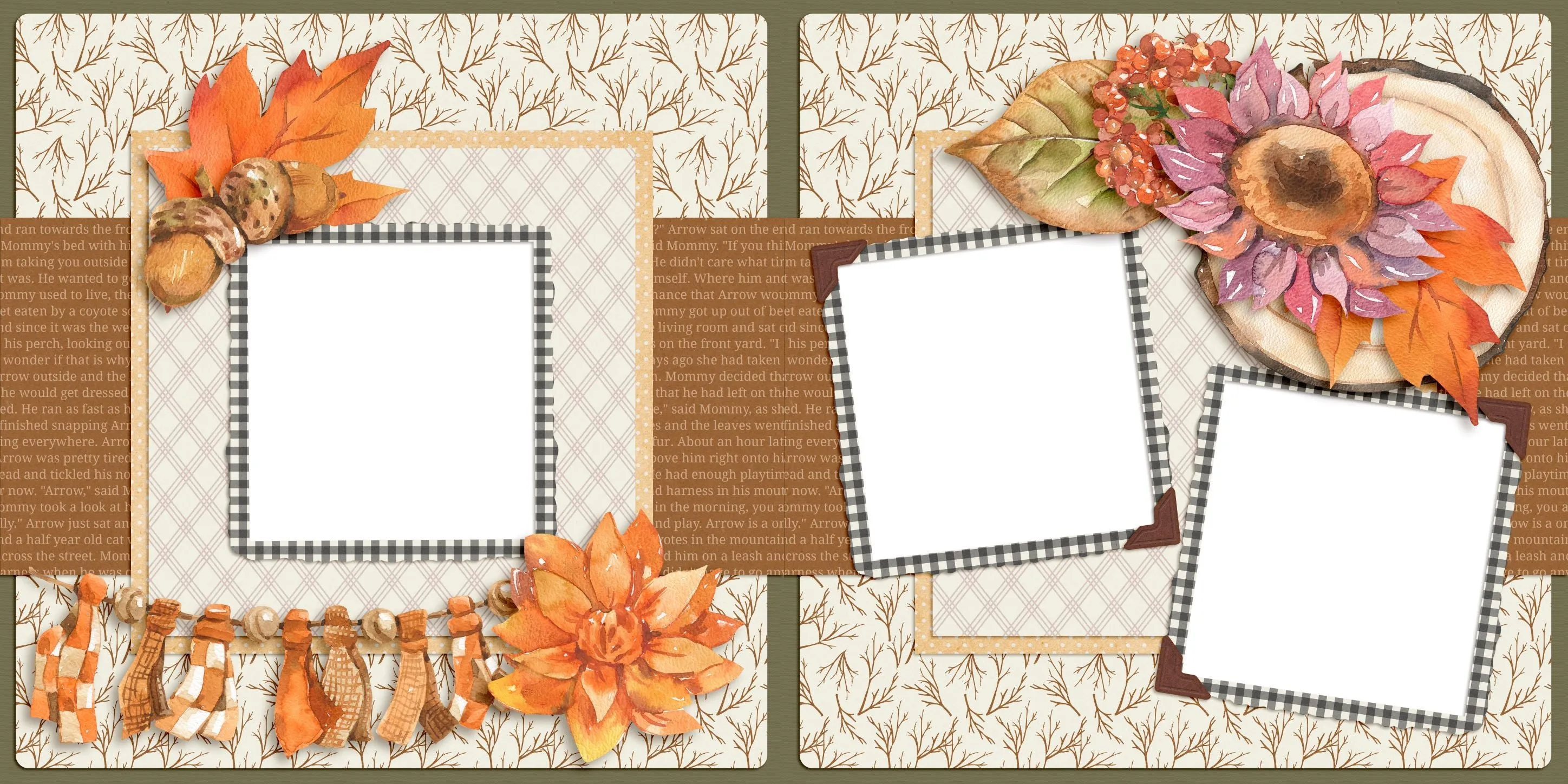 Cozy Autumn EZ Quick Pages -  Digital Bundle - 10 Digital Scrapbook Pages - INSTANT DOWNLOAD