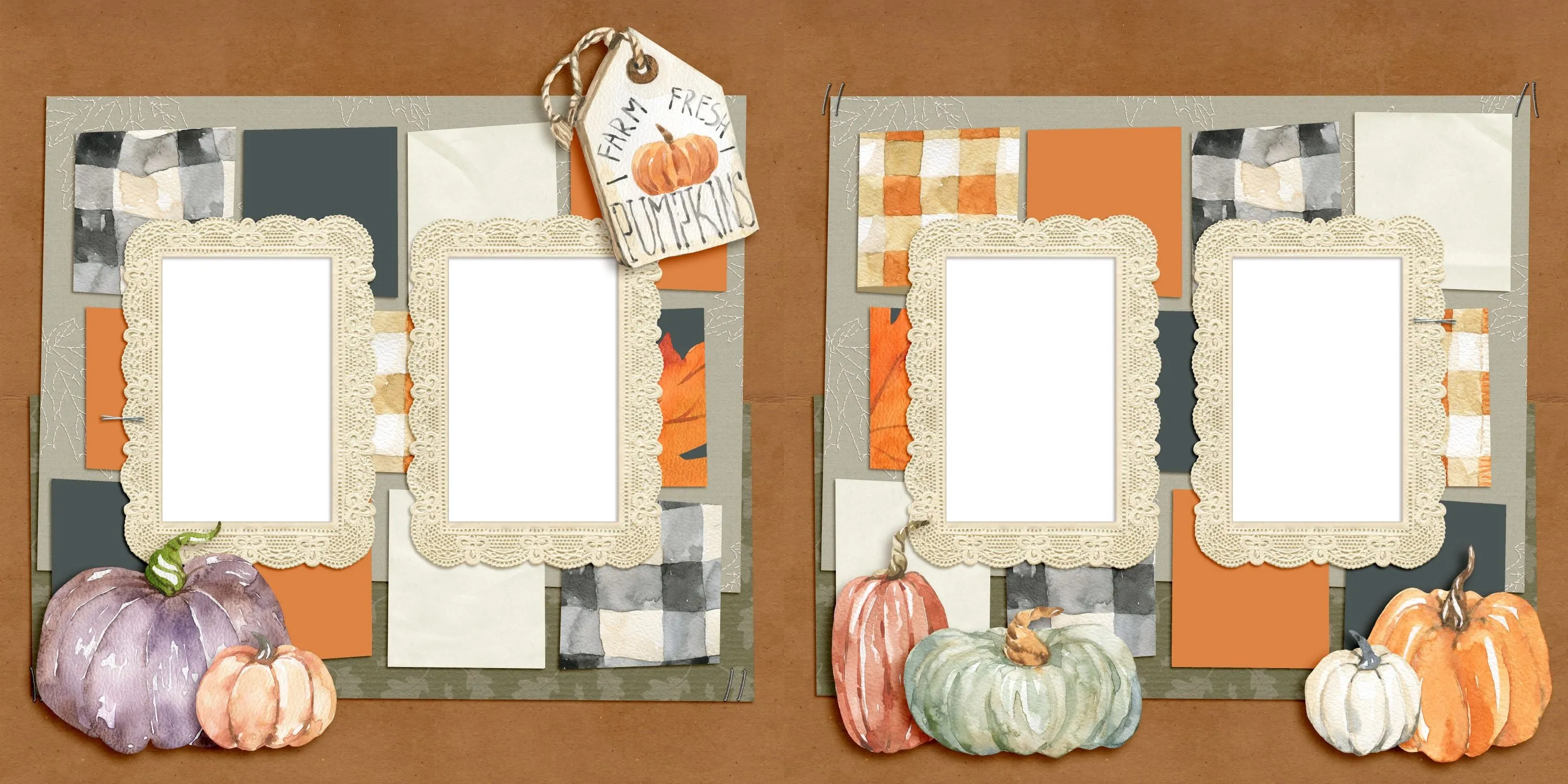 Cozy Autumn EZ Quick Pages -  Digital Bundle - 10 Digital Scrapbook Pages - INSTANT DOWNLOAD
