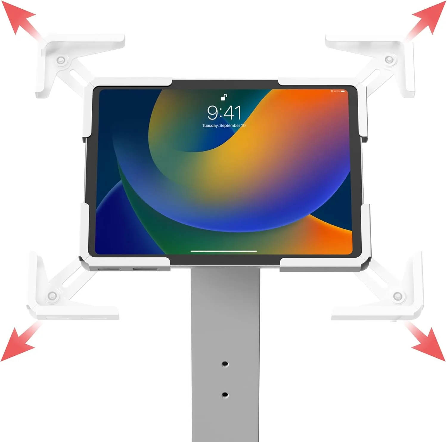 CTA Digital Thin Profile Floor Stand with Universal Holder for iPad Tablets 9.7" - 12.9" Inches - White - (PAD-CHKSUHW)
