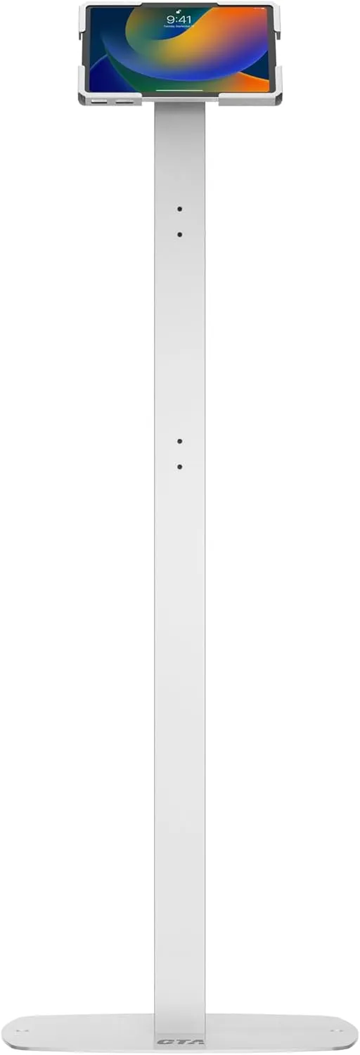CTA Digital Thin Profile Floor Stand with Universal Holder for iPad Tablets 9.7" - 12.9" Inches - White - (PAD-CHKSUHW)
