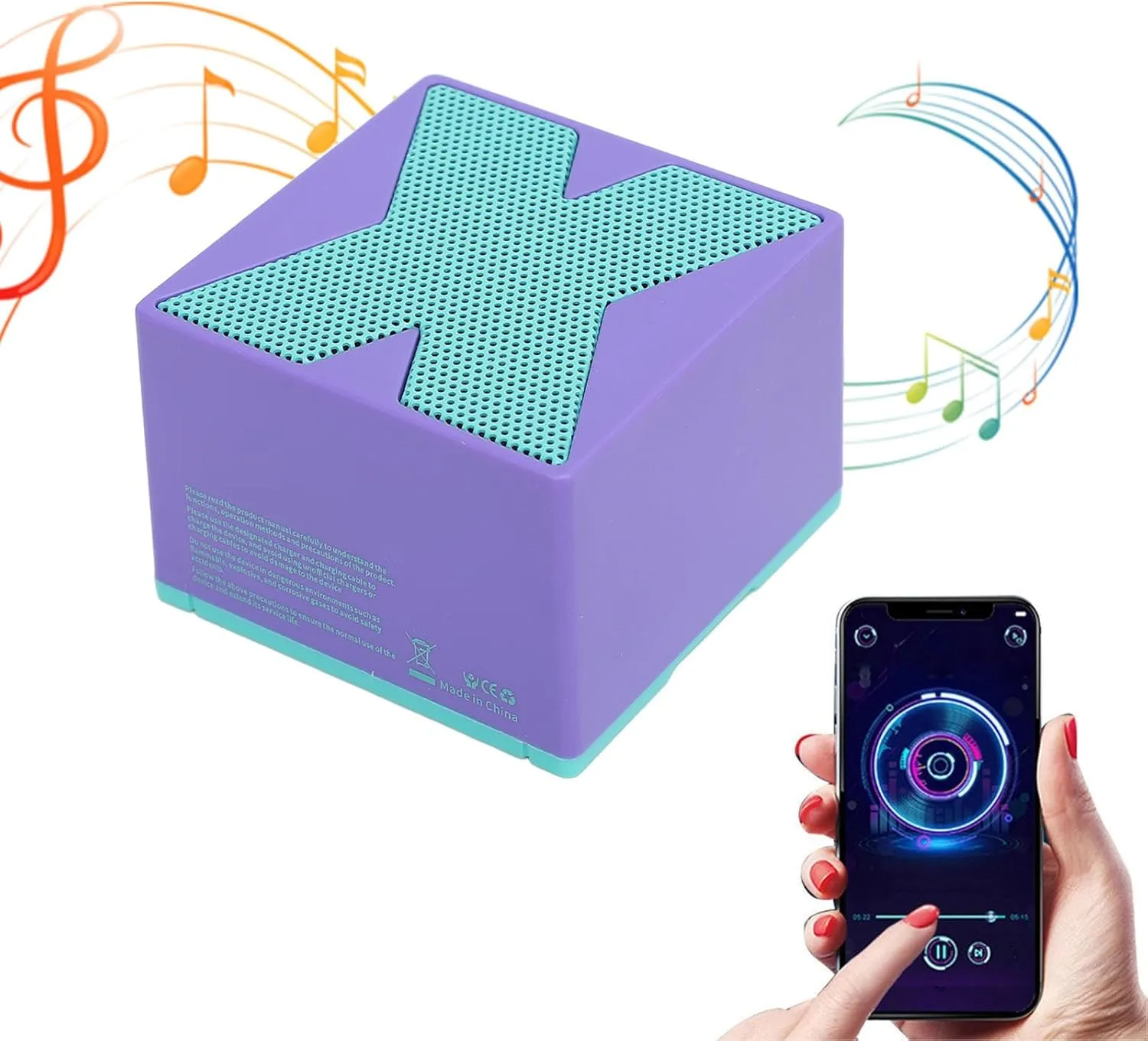 Cuifati Mini Bluetooth Speaker, HiFi Stereo Impressive Sound Speaker, IP54 Water Resistant, Portable Design, 500mAh Long Playtime, Small Bluetooth Speaker for Men Women (Violet)