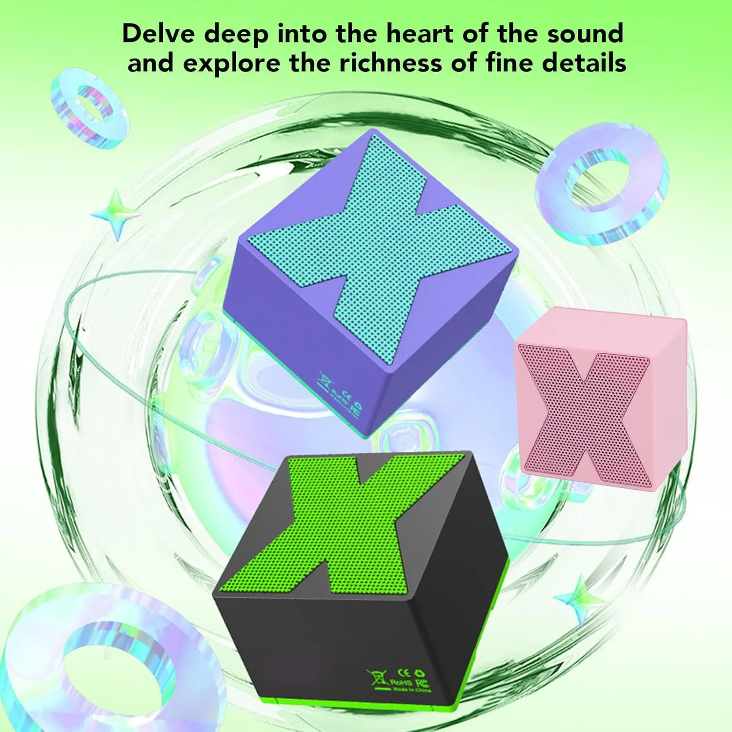 Cuifati Mini Bluetooth Speaker, HiFi Stereo Impressive Sound Speaker, IP54 Water Resistant, Portable Design, 500mAh Long Playtime, Small Bluetooth Speaker for Men Women (Violet)