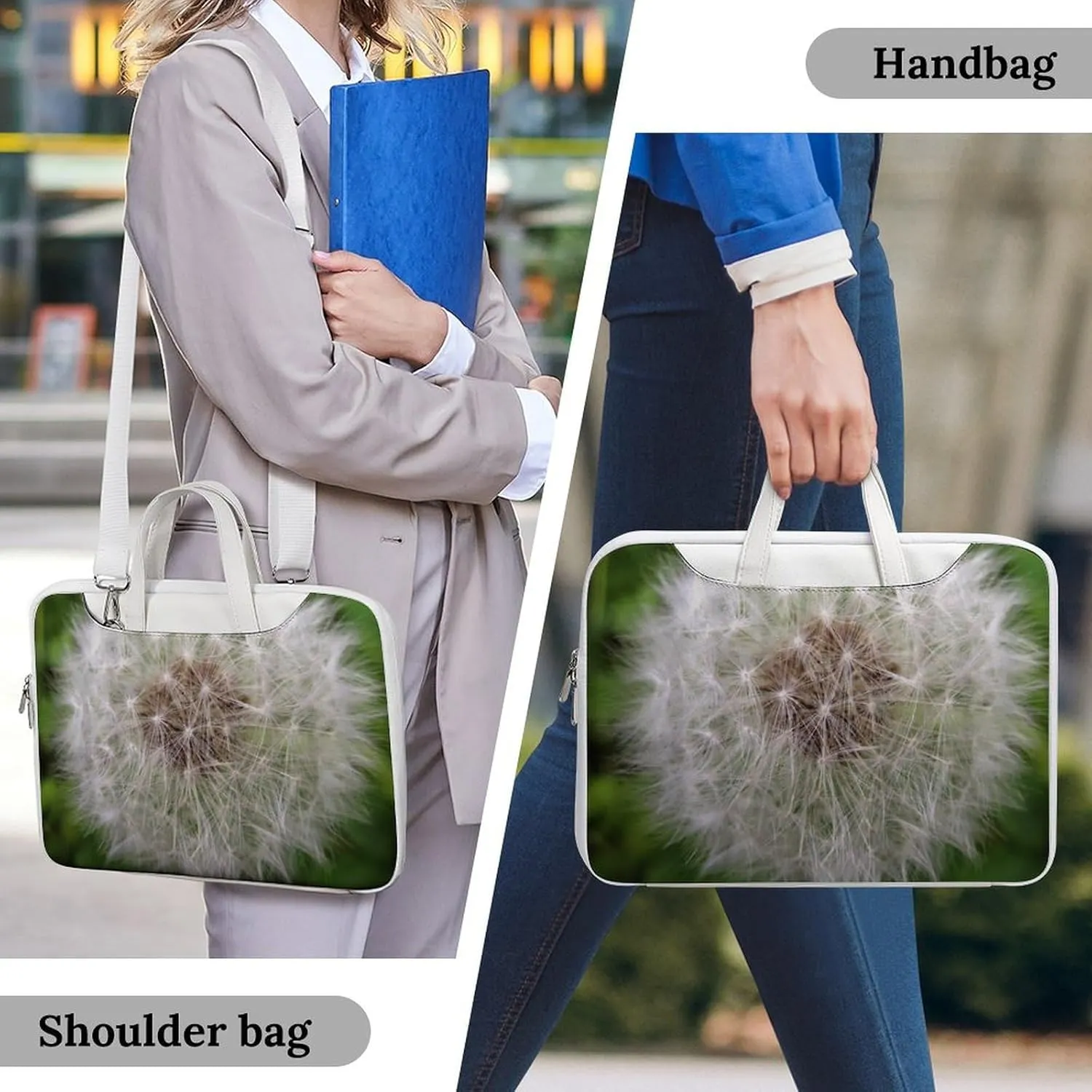 Dandelion Leather Bag Laptop Case Slim Water Resistant Computer Bags with Handle Briefcase for Work