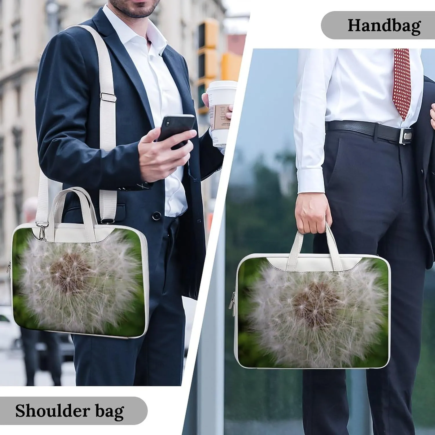 Dandelion Leather Bag Laptop Case Slim Water Resistant Computer Bags with Handle Briefcase for Work