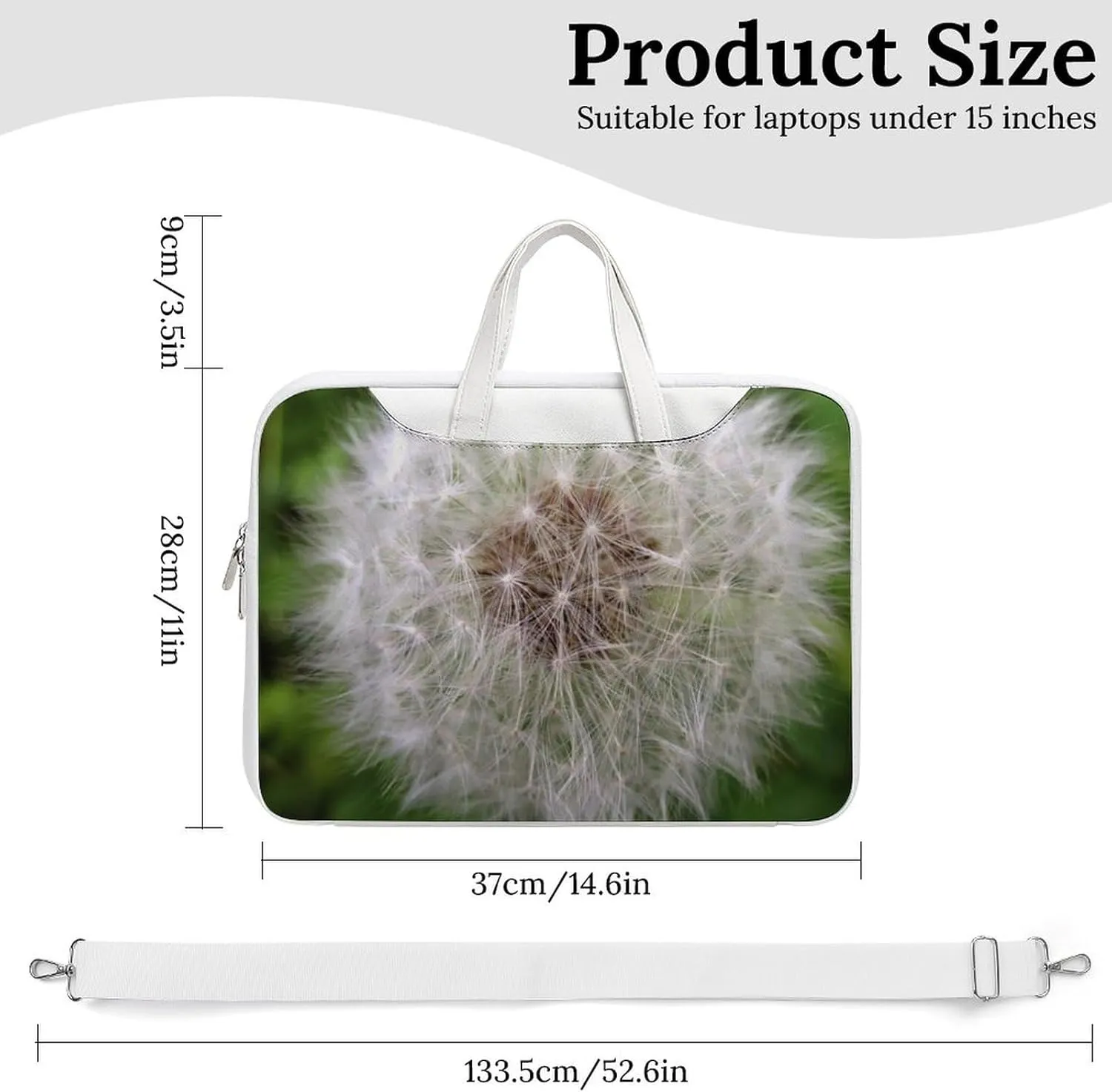 Dandelion Leather Bag Laptop Case Slim Water Resistant Computer Bags with Handle Briefcase for Work