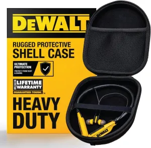 DEWALT Heavy Duty Protective Headphone Case for Pro Max Neckband, Compact Lightweight w/EVA Earphone Hard Shell Case, Headset Travel Carry Shockproof, Water-Resistant, Soft Interior & Accessory Pocket