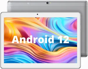Dragon Touch 10 inch Android Tablet inch with 32GB Storage, 256GB Expandable Storage, Android 12 Tablet, Quad Core Processor, 10.1 inch IPS HD Display, 8MP Camera, 2.4Ghz & 5Ghz WiFi Tablet, Slvier