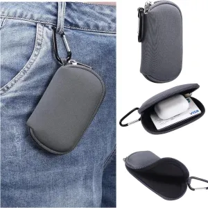 Earbud Case, Waterproof Elastic Zipper Carrying Earphone Case with Carabiner Compatible for Wireless Earbuds TOZO A1 NC9 /for ZZU T18 /for Catitru BX17 /for Btootos A90 Pro/for TAGRY X08 Gray