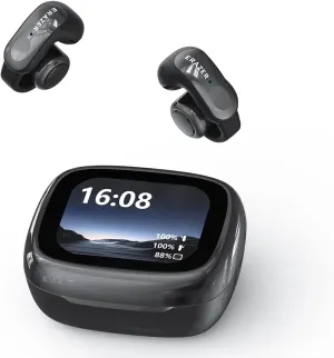 ERAZER XF28 AI Translation Earbuds Real Time Translator Earbuds LCD Touch Screen Open Ear Clip Wireless Bluetooth Translating Headphones Included for 135 Languages Translation Device with APP