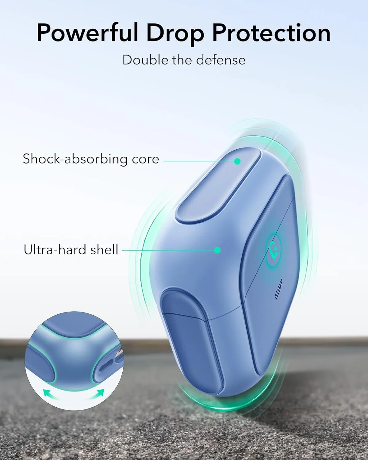 ESR for AirPods 4 Case, Compatible with AirPods 4th Generation Case (2024) (USB-C), Compatible with MagSafe, Drop Protection Cover with Lanyard, Magnetic Lid Lock, Orbit Hybrid Series, Blue