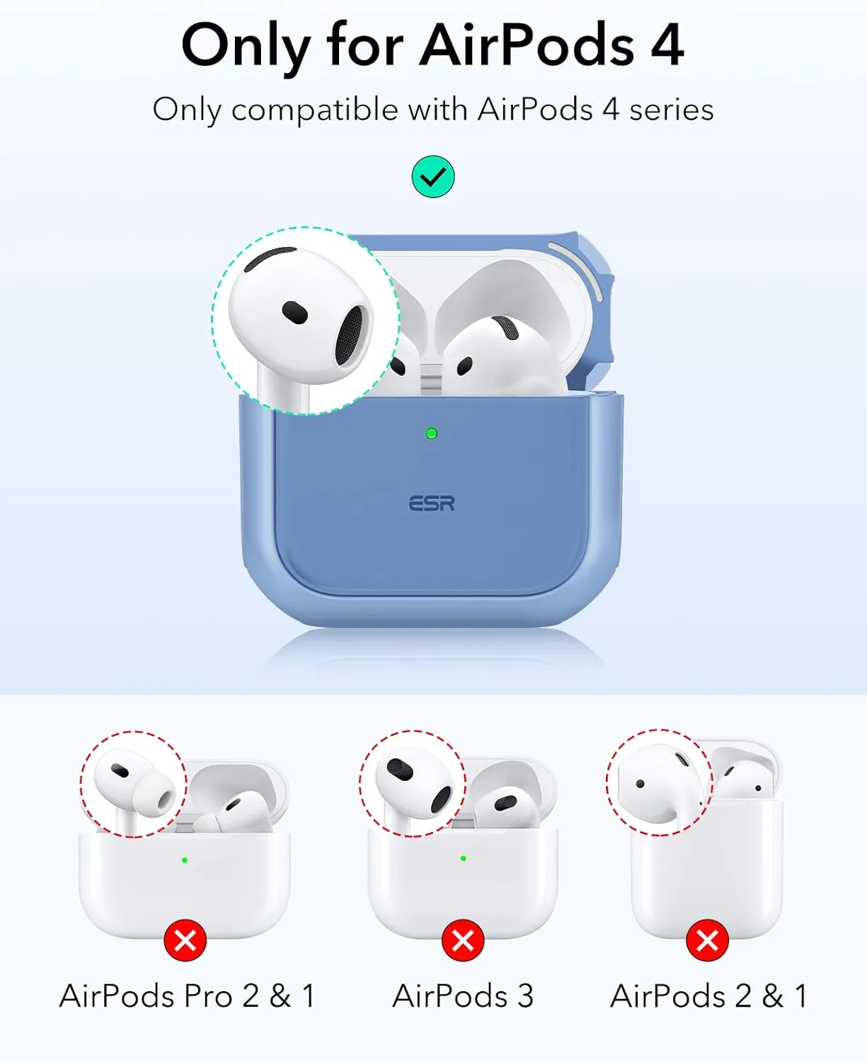 ESR for AirPods 4 Case, Compatible with AirPods 4th Generation Case (2024) (USB-C), Compatible with MagSafe, Drop Protection Cover with Lanyard, Magnetic Lid Lock, Orbit Hybrid Series, Blue