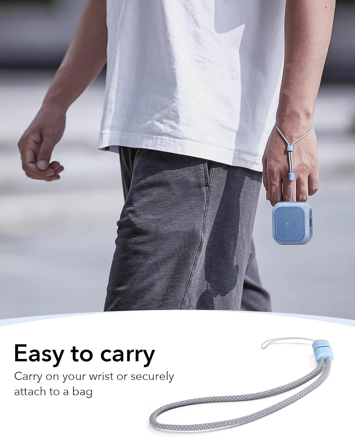 ESR for AirPods 4 Case, Compatible with AirPods 4th Generation Case (2024) (USB-C), Compatible with MagSafe, Drop Protection Cover with Lanyard, Magnetic Lid Lock, Orbit Hybrid Series, Blue