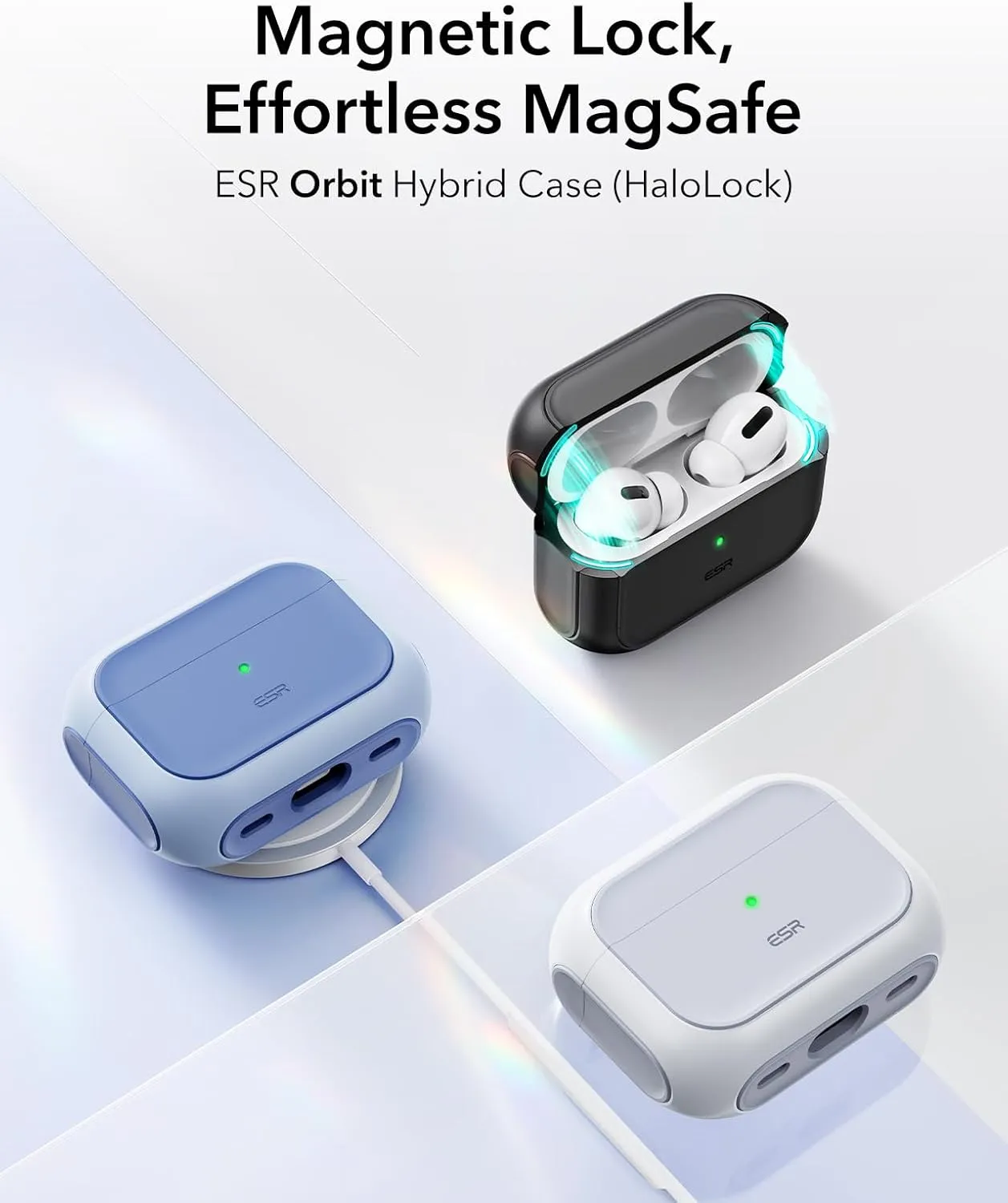 ESR for AirPods Pro 2 Case (HaloLock), Compatible with Airpods Pro Case 2nd / 1st Generation (2023/2022/2019), Compatible with MagSafe, Full Drop Protection Cover with Lanyard, Black