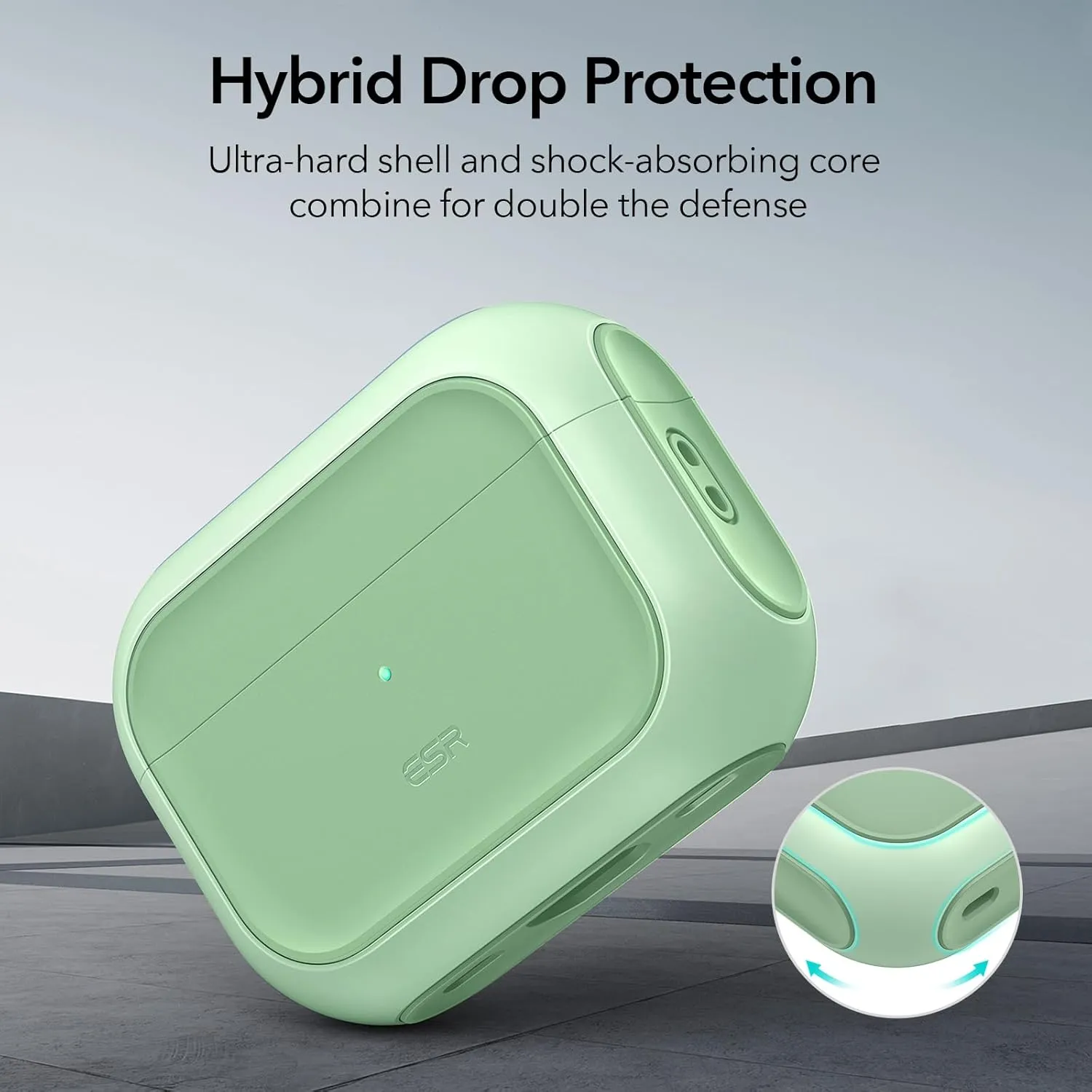 ESR for AirPods Pro 2 Case (HaloLock), Compatible with Airpods Pro Case 2nd / 1st Generation (2023/2022/2019), Compatible with MagSafe, Full Drop Protection Cover with Lanyard, Light Green