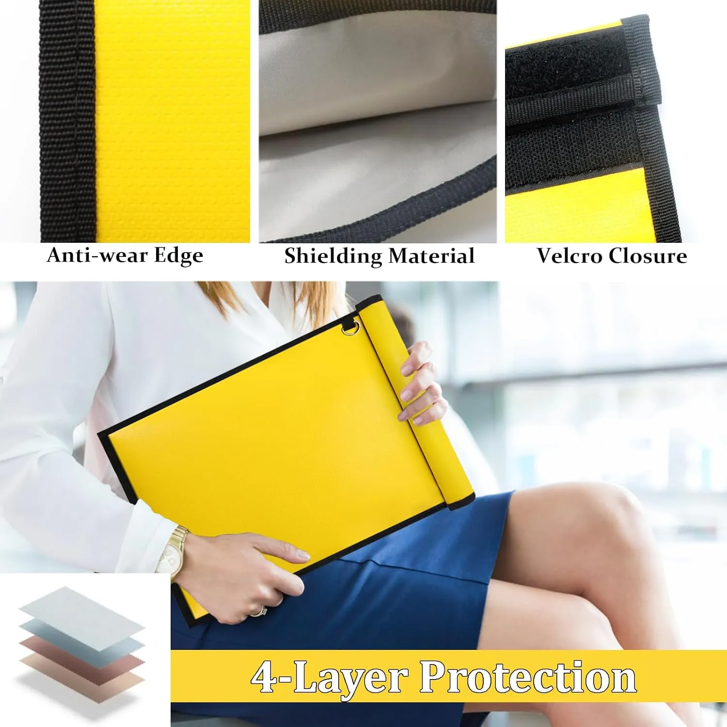 Faraday Bags for Phones & Tablets & Laptops, 3 Pack Faraday Cage Signal Blocker, Anti-Tracking Faraday Bag Key Fob Protector, Fireproof & Waterproof Faraday Pouch RFID Shielding Bag (Yellow)