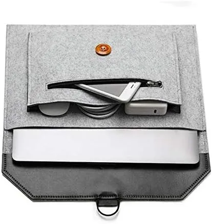 Felt Extra Pocket Tablet Carrying Sleeve Pouch Case Cover for Microsoft Surface Book 2 / Surface Pro 6 / Google Pixel Slate 12.3 / iPad Pro 12.9 III/HP Elite x2 13 inch (Gray)