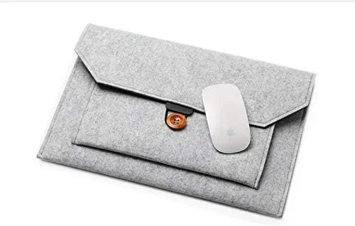 Felt Extra Pocket Tablet Carrying Sleeve Pouch Case Cover for Microsoft Surface Book 2 / Surface Pro 6 / Google Pixel Slate 12.3 / iPad Pro 12.9 III/HP Elite x2 13 inch (Gray)