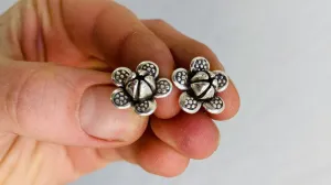 Flower Earrings. Fine Silver. Karen Hill Tribe. 0019
