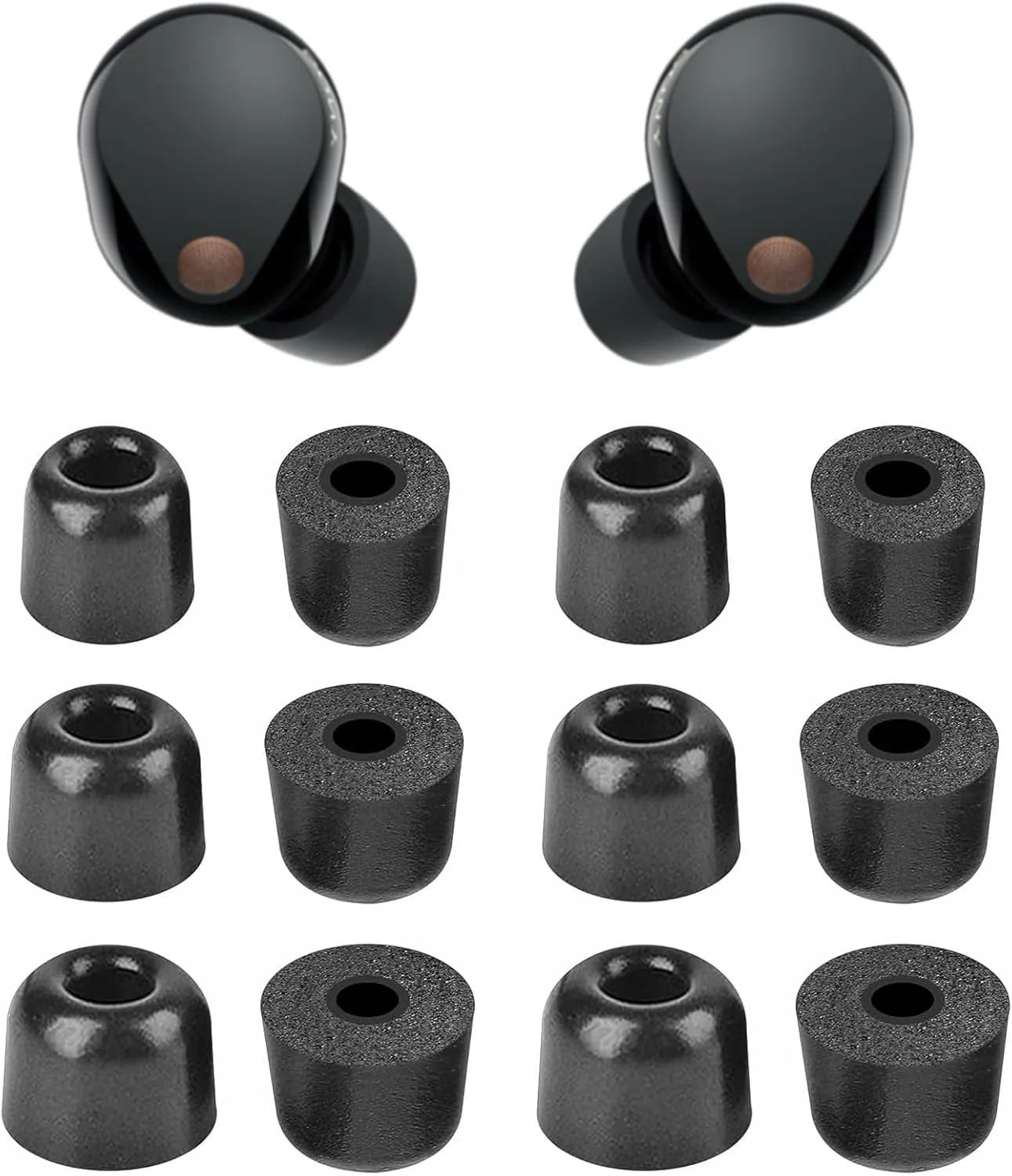 Foam Eartips Compatible with Sony WF-1000XM5, S/M/L Sizes 6 Pairs Soft Memory Foam Replacement Tips Eartips Compatible with Sony WF-1000XM5, Black 12