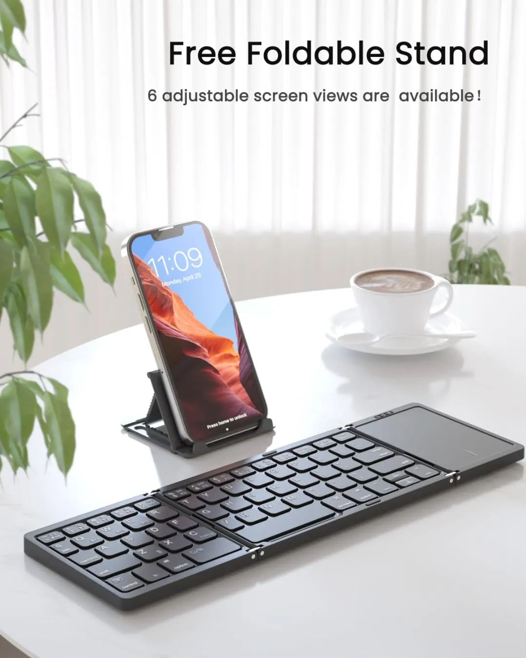 Foldable Bluetooth Keyboard, Folding Portable Wireless Keyboard with touchpad,Travel Pocket Keyboard for iOS Android Windows Mac Smartphone Tablet & Laptop, Sync Up to 3 Devices, Black