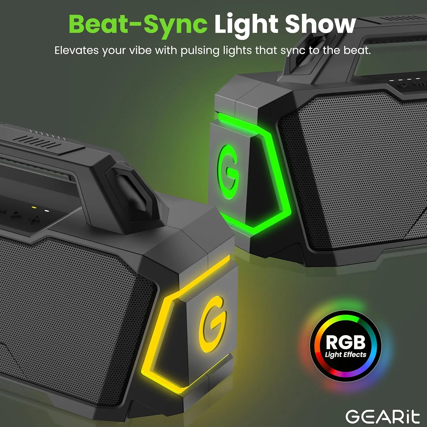GEARit Portable Bluetooth Speaker Wireless w/ 120W Loud Audio Output - IPX6 Water-Resistant Speakers - 5.3 Bluetooth, AUX, TWS, MicroSD, EQ and Power Bank - Perfect for Gift/Home/Outdoor/Party