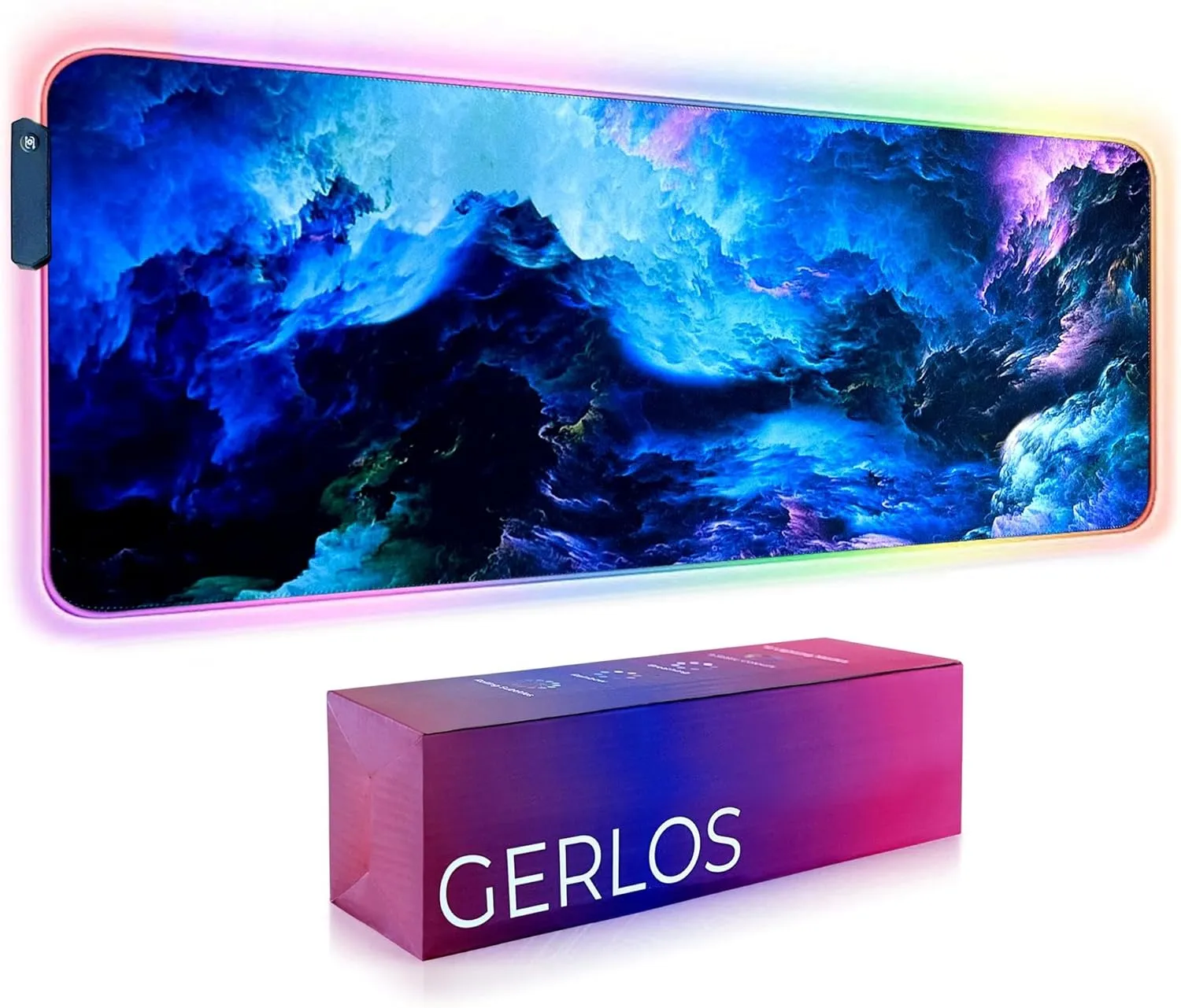 Gerlos RGB Large Gaming Mouse Pad, Extended Soft LED Mouse Pad, Non-Slip Rubber Base, Water Resist Keyboard Pad, Computer Mousepad 31.511.8 inches
