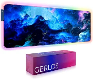 Gerlos RGB Large Gaming Mouse Pad, Extended Soft LED Mouse Pad, Non-Slip Rubber Base, Water Resist Keyboard Pad, Computer Mousepad 31.511.8 inches