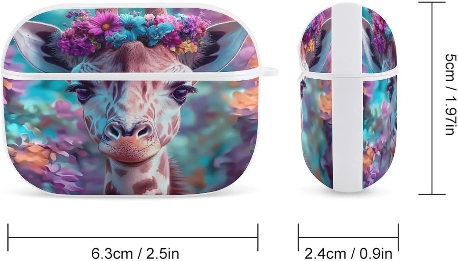 Giraffe Earbud Case Bluetooth Headphone Case Full Protective Case with Keychain Compatible with Airpods Pro White-Style