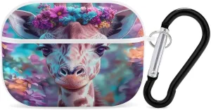Giraffe Earbud Case Bluetooth Headphone Case Full Protective Case with Keychain Compatible with Airpods Pro White-Style