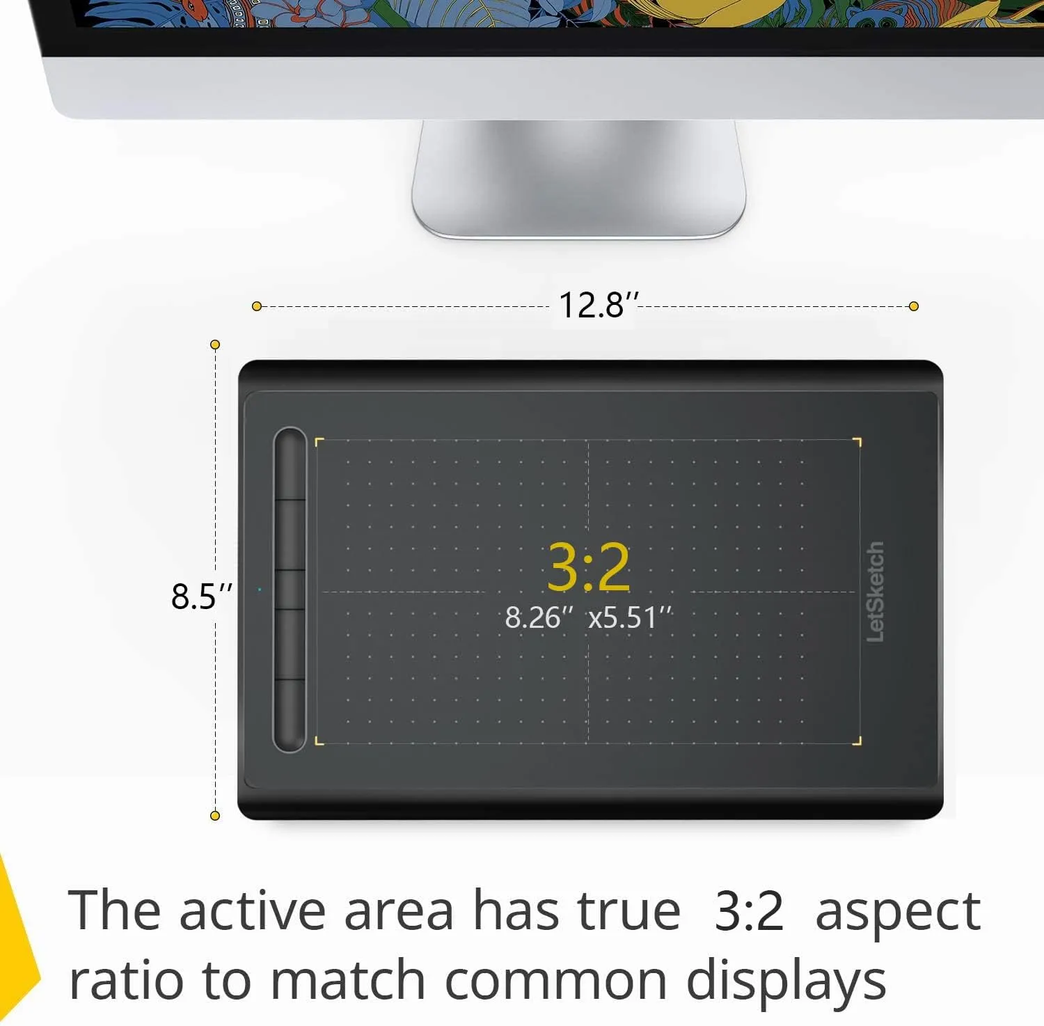 Graphics Drawing Tablet, 8.26 * 5.5 Inches Digital Tablet with 8192 Levels Baterry-Free Stylus & Customize 5 Hotkeys, Compatible with Windows/Android Teachers Students