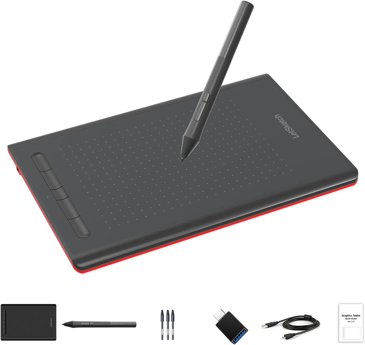 Graphics Drawing Tablet, 8.26 * 5.5 Inches Digital Tablet with 8192 Levels Baterry-Free Stylus & Customize 5 Hotkeys, Compatible with Windows/Android Teachers Students