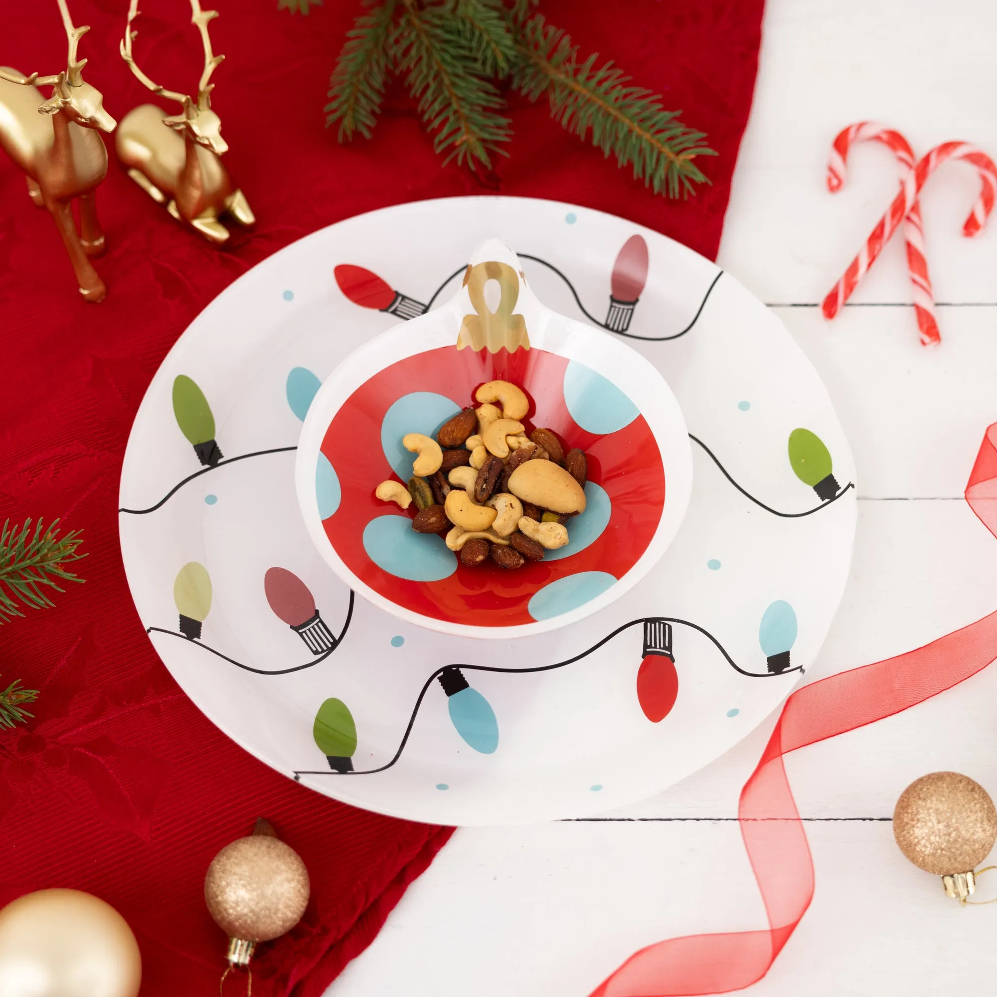 Holiday 11.5" Glass Platter with Bowl