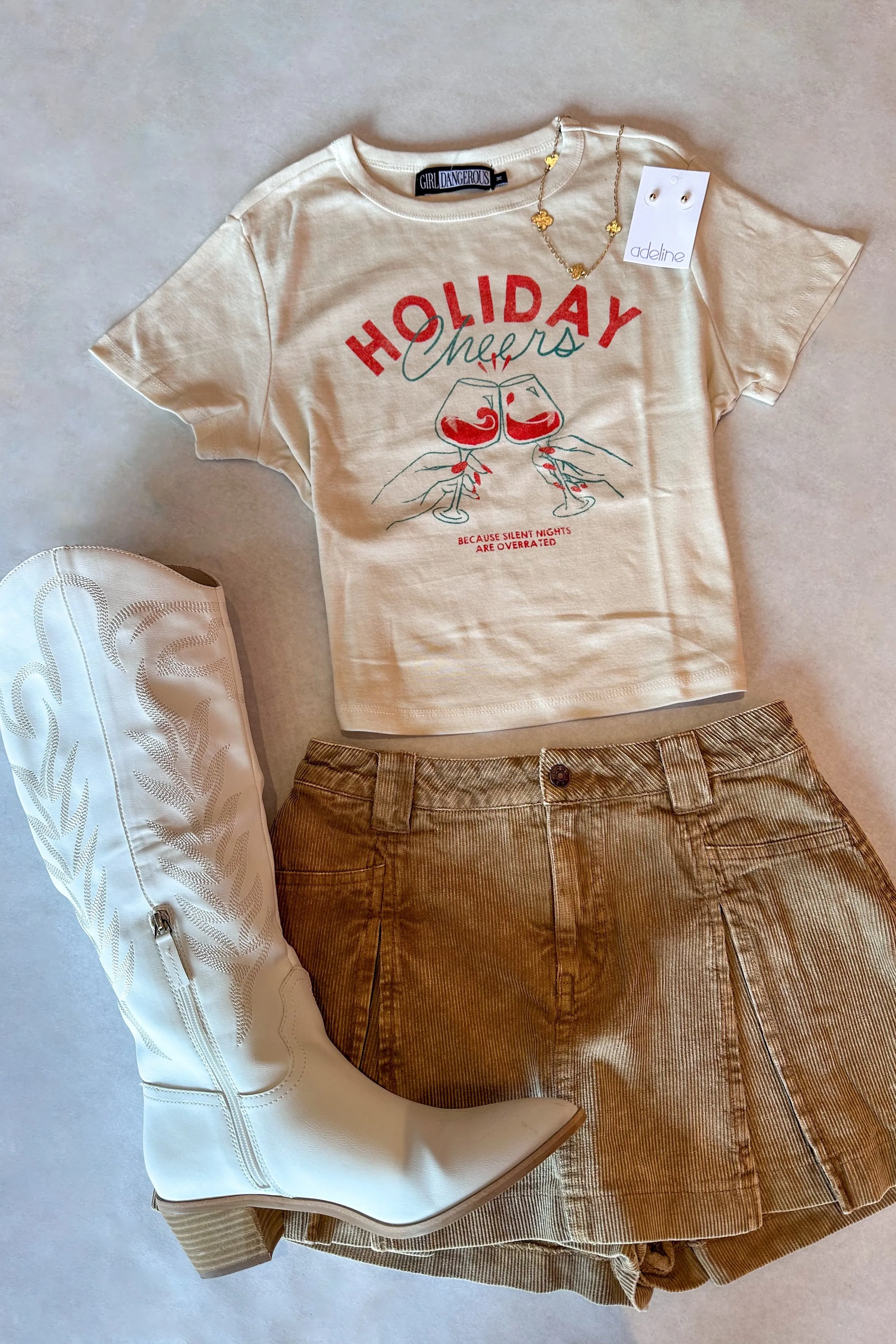 Holiday Cheers Cropped Tee