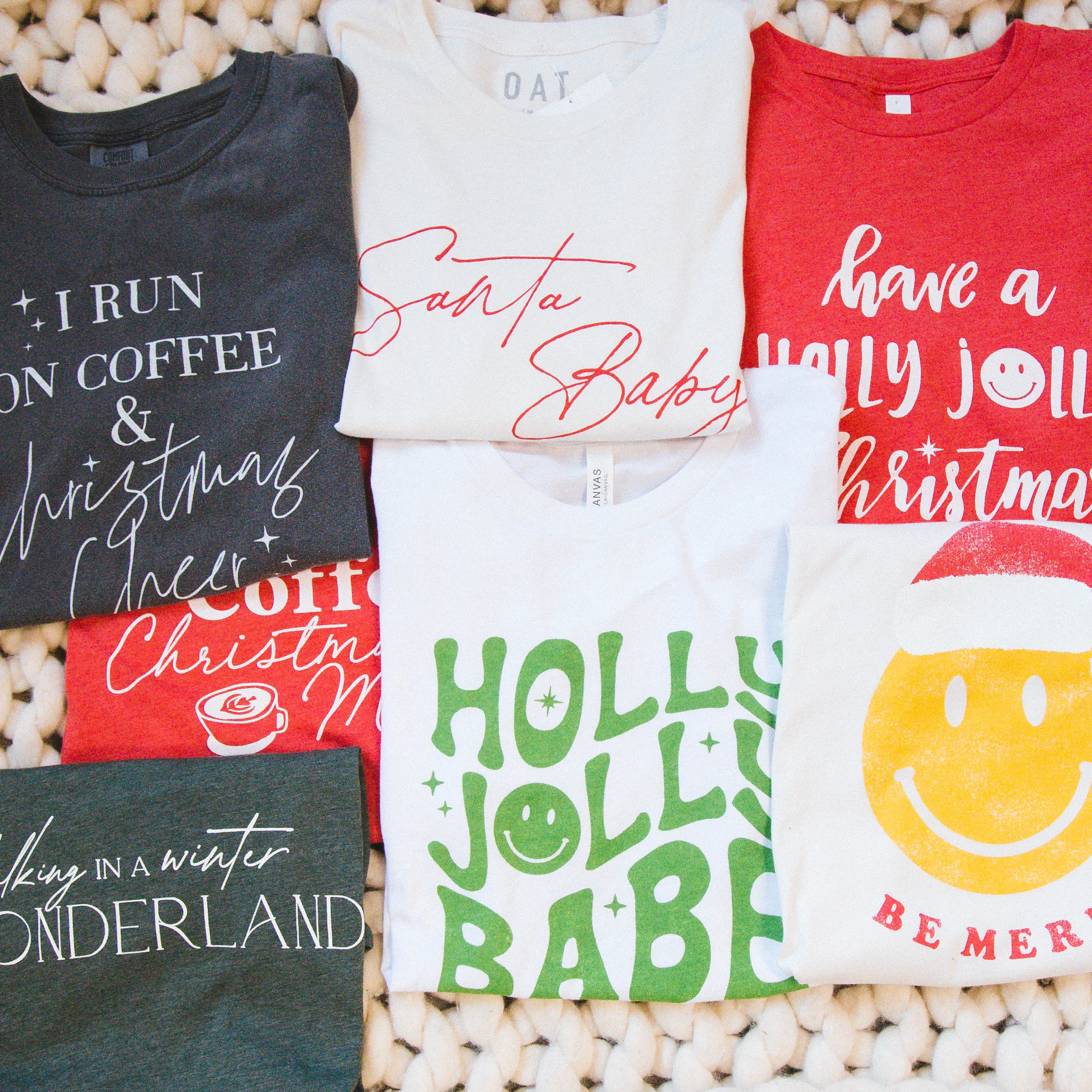 Holly Jolly Babe Graphic Tee, White-Green