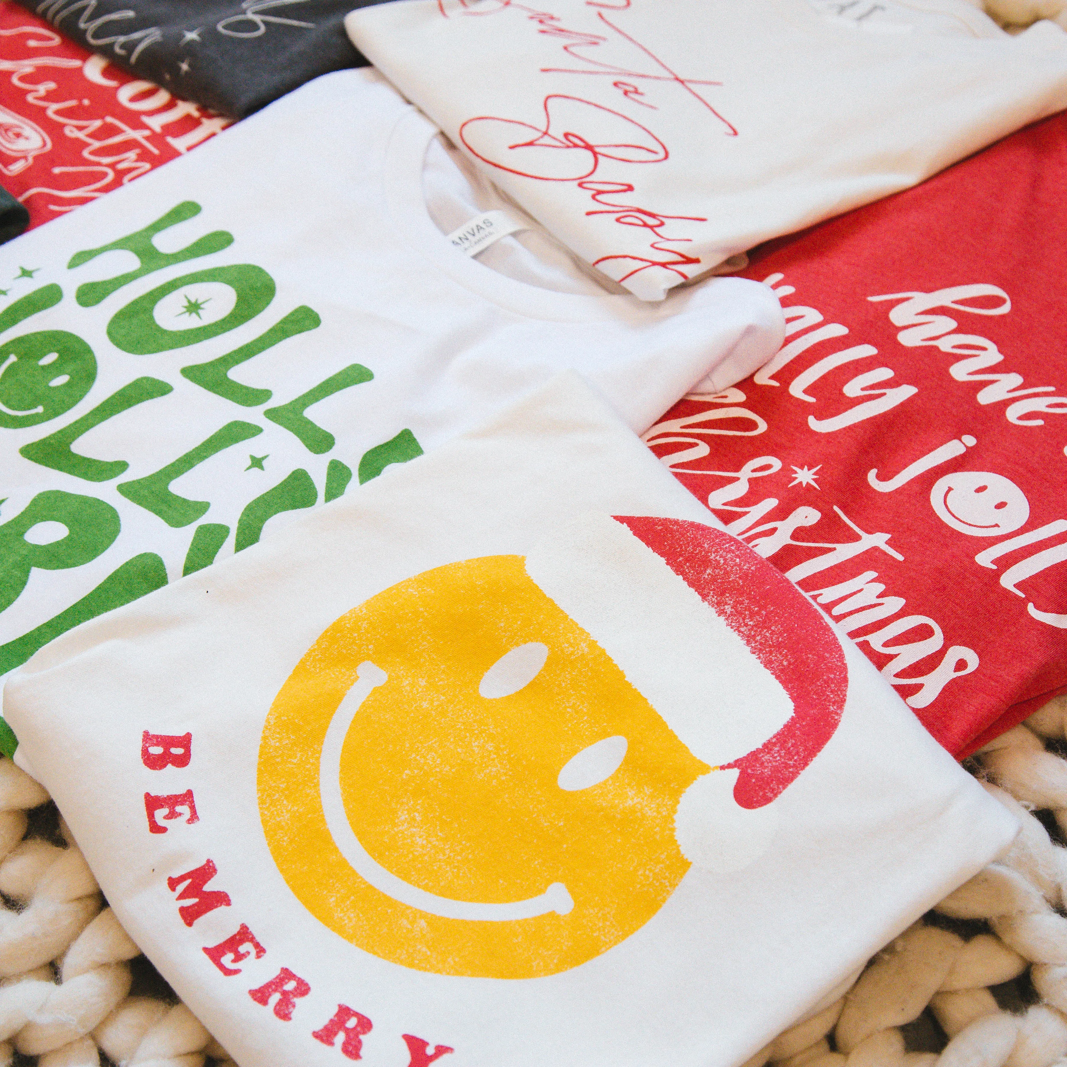 Holly Jolly Babe Graphic Tee, White-Green