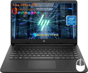 HP 14" Laptop for Business, Intel Quad-Core N4120, 16GB RAM   384GB (128GB eMMC 256GB MSD), Long Battery Life, Wi-Fi, HDMI, Office Pro Lifetime License & Wind 11 Pro,w/Jawfoal Accessories, Black
