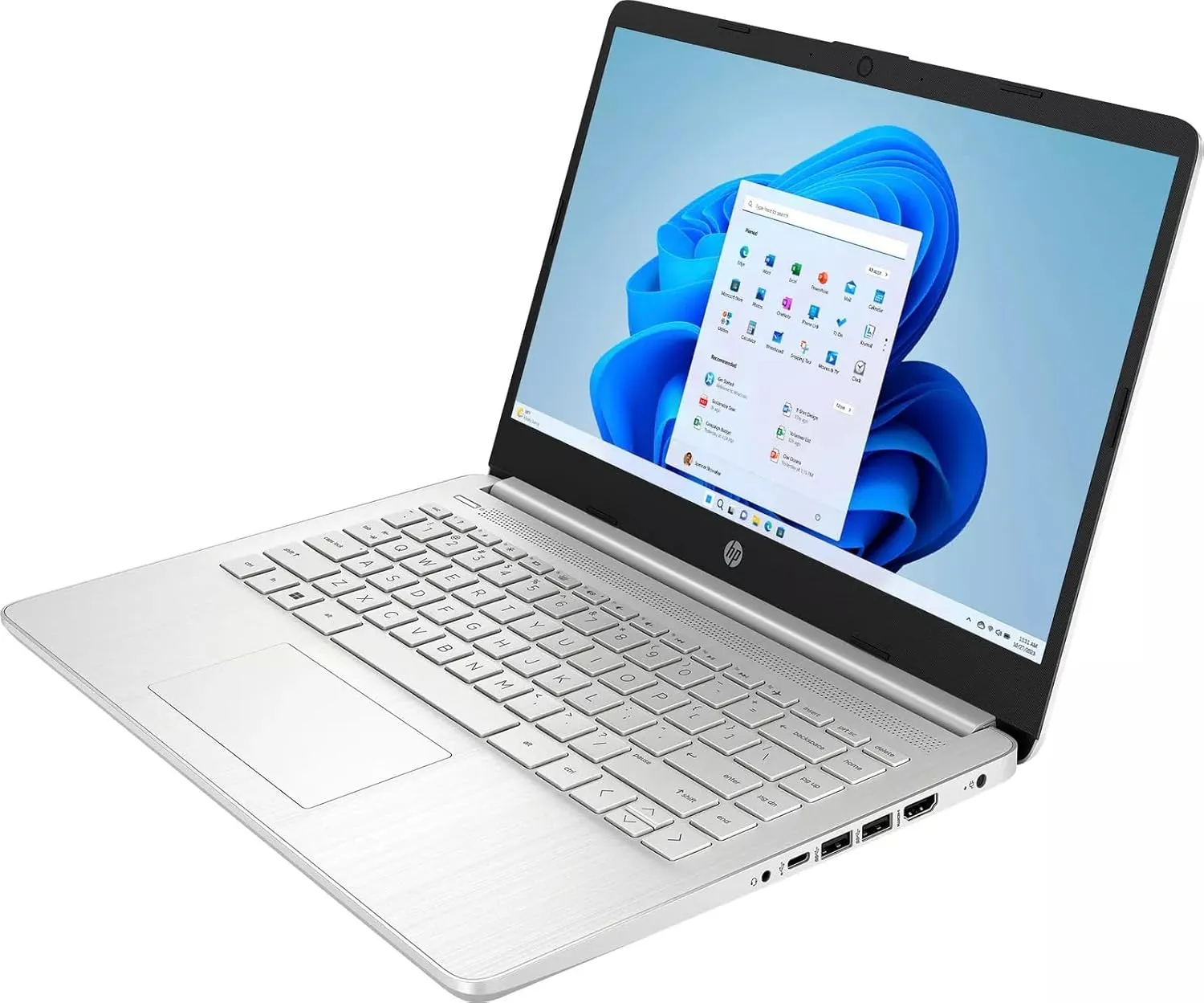 HP 14" Laptop for Business, Intel Quad-Core N4120, 16GB RAM   384GB (128GB eMMC 256GB MSD), Long Battery Life, Wi-Fi, HDMI, Office Pro Lifetime License & Wind 11 Pro,w/Jawfoal Accessories, Silver