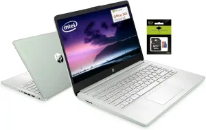 HP 14" Student-Laptop, Intel Processor N150(Up to 3.6GHz) 16GB RAM 384GB Storage(128GB UFC   256GB Ghost Manta SD Card) Computer with Wi-Fi 6 Win11 Willow Green
