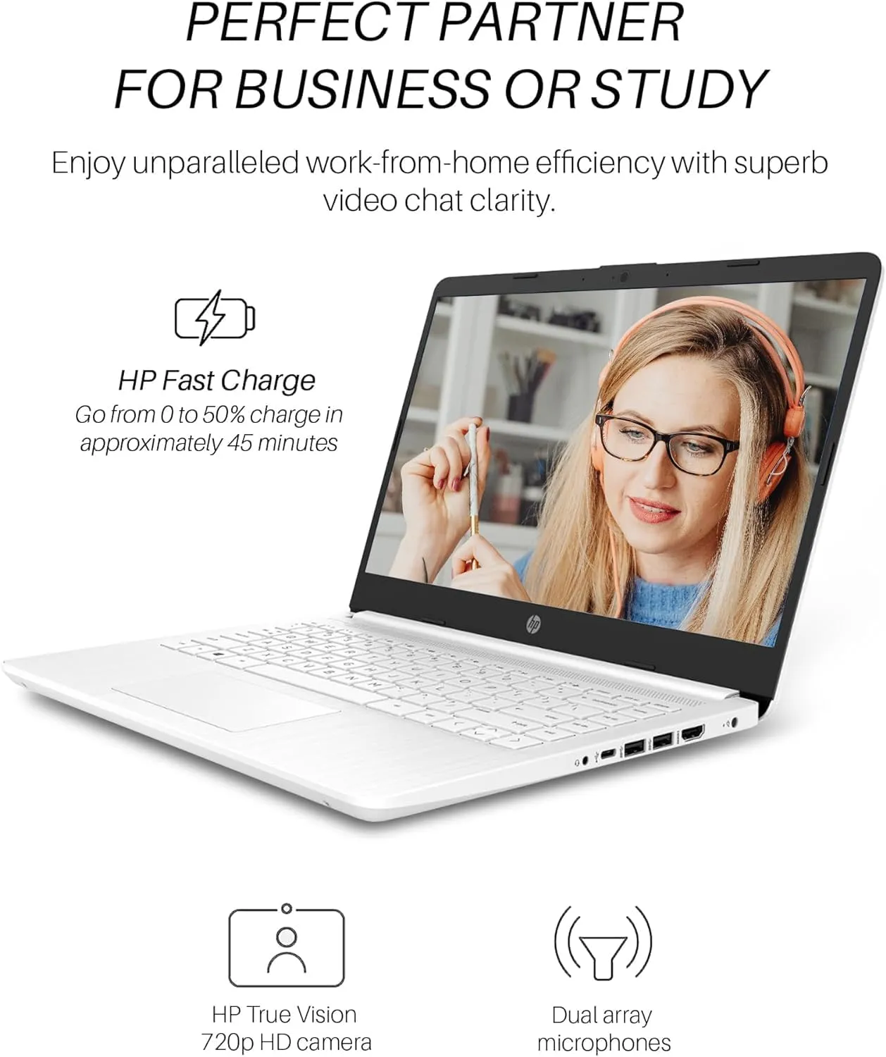 HP 14" Ultral Light Laptops, Intel Celeron N4120, 16GB RAM, 320GB Storage(64GB eMMC 256GB Micro SD), with Office Lifetime License & Windows 11 S, Long Battery Life, Wi-Fi, MicroSD, HDMI, White