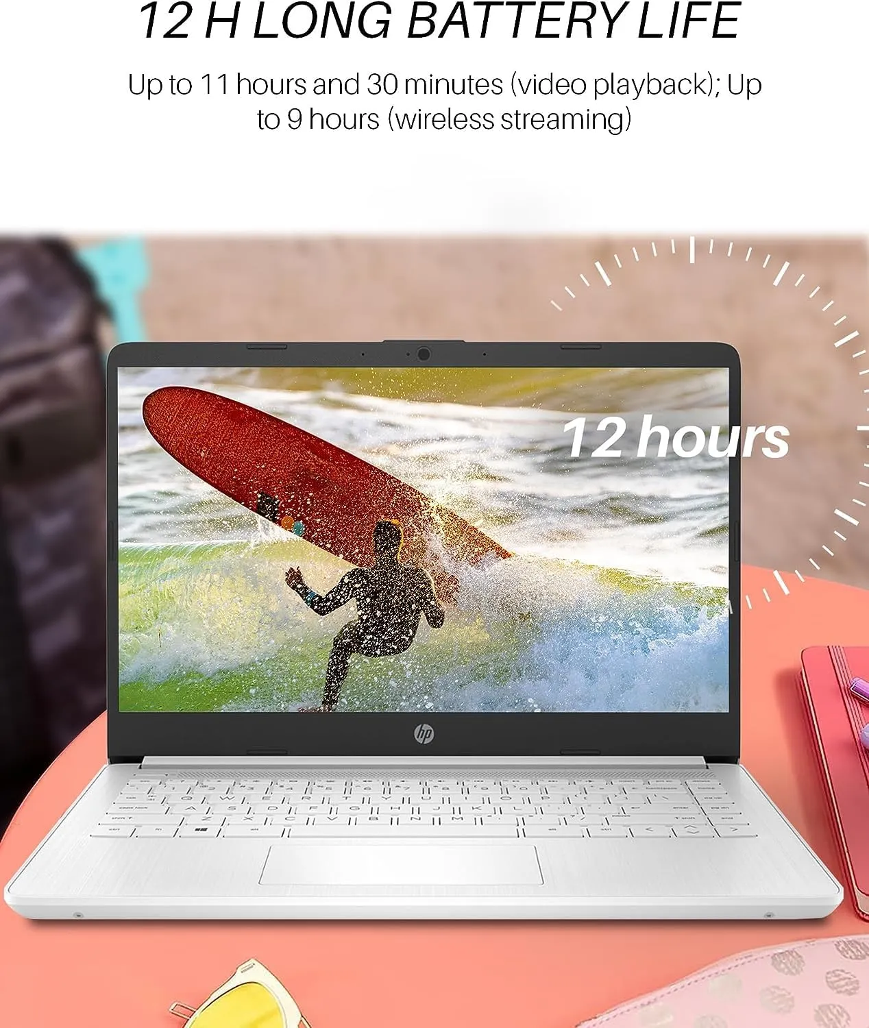 HP 14" Ultral Light Laptops, Intel Celeron N4120, 16GB RAM, 320GB Storage(64GB eMMC 256GB Micro SD), with Office Lifetime License & Windows 11 S, Long Battery Life, Wi-Fi, MicroSD, HDMI, White