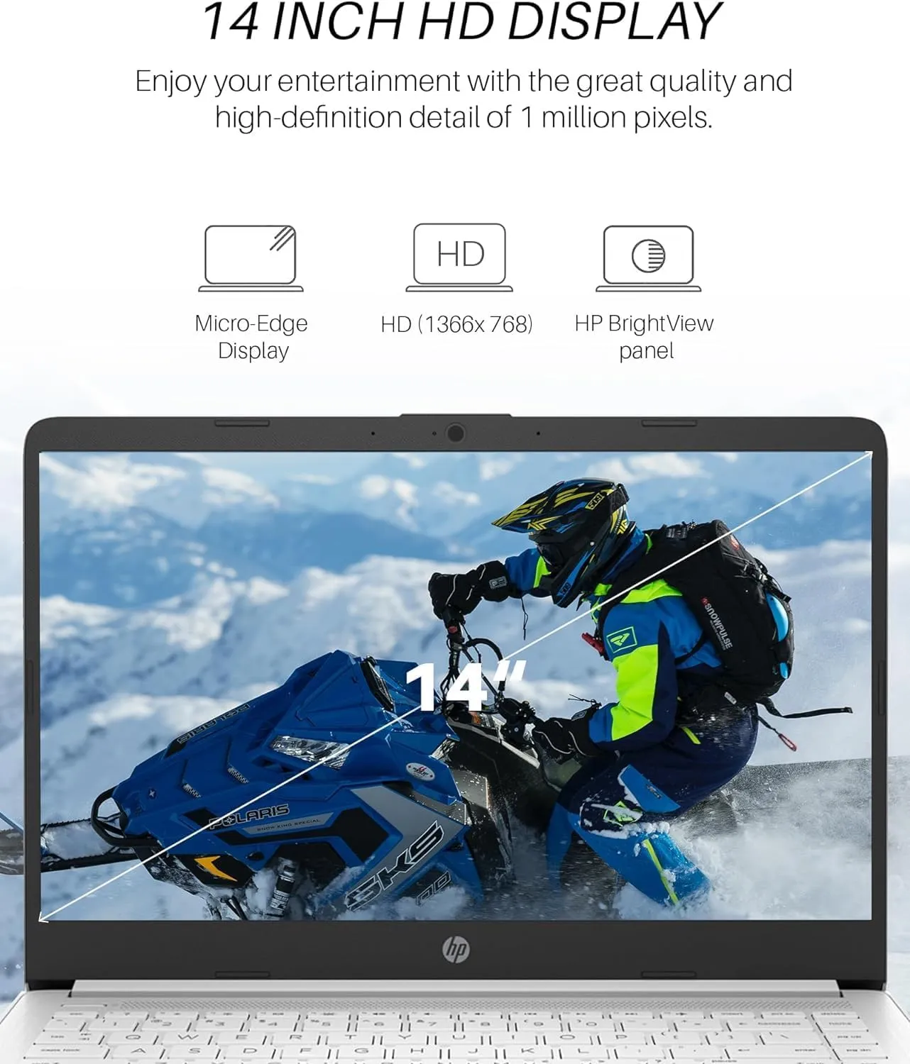 HP 14" Ultral Light Laptops, Intel Celeron N4120, 16GB RAM, 320GB Storage(64GB eMMC 256GB Micro SD), with Office Lifetime License & Windows 11 S, Long Battery Life, Wi-Fi, MicroSD, HDMI, White