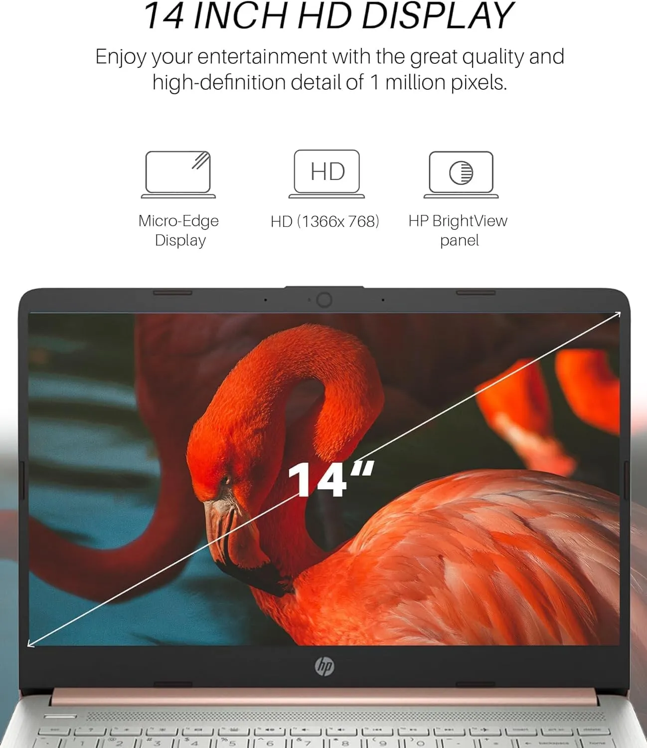 HP 14" Ultral Light Laptops, Intel Celeron N4120, 8GB RAM, 384GB Storage(128GB eMMC 256GB Micro SD), with Office Lifetime License & Windows 11 S, Long Battery Life, Wi-Fi, MicroSD, HDMI, Rose Gold