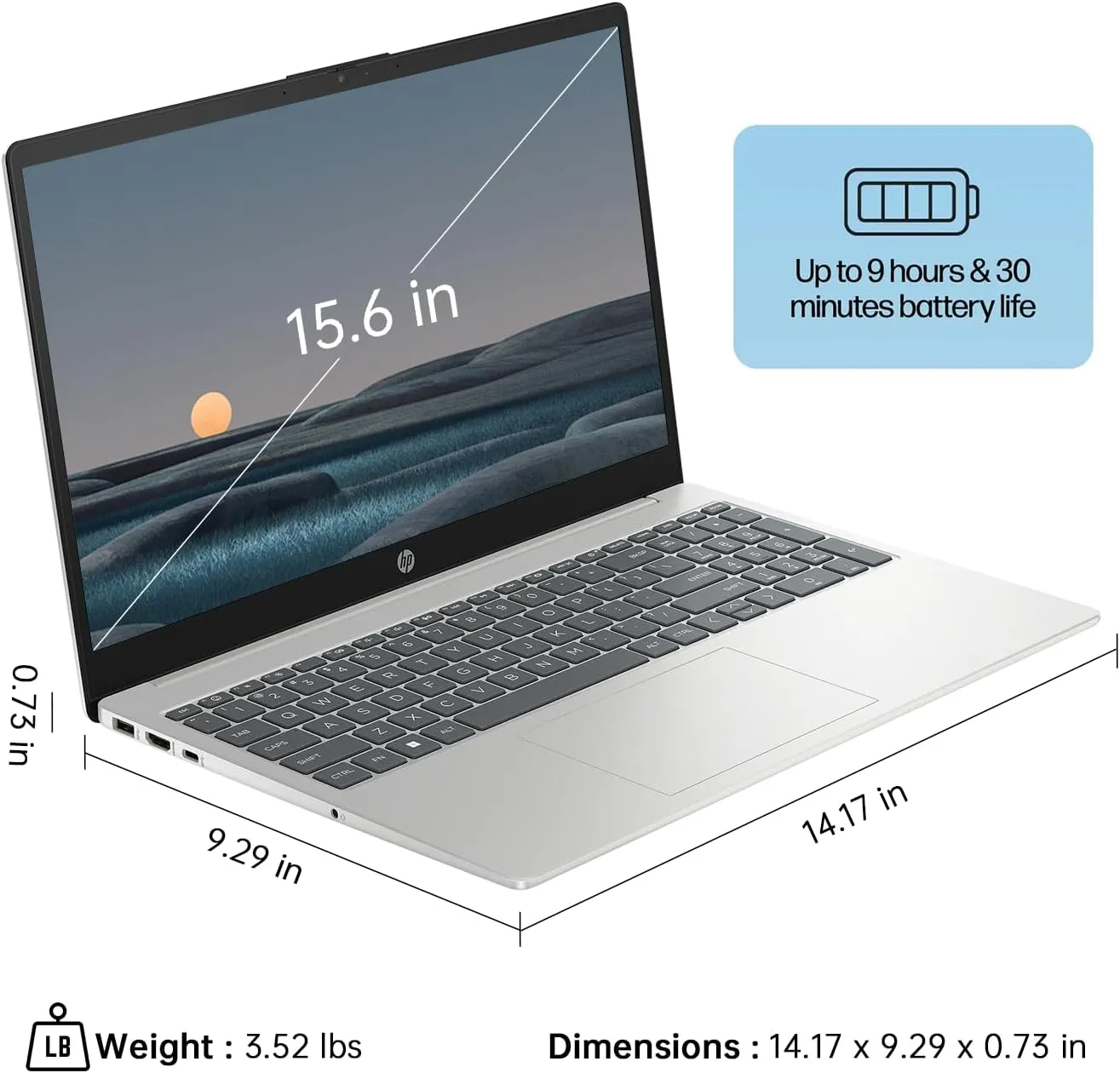 HP 15.6" FHD Linux Laptop, Anti-Glare Display, 10-Core Intel i5-1235U, 32GB RAM, 2TB SSD   256GB Portable SSD, KeyPad, WiFi 6, Webcam, USB-C, Linux Ubuntu OS