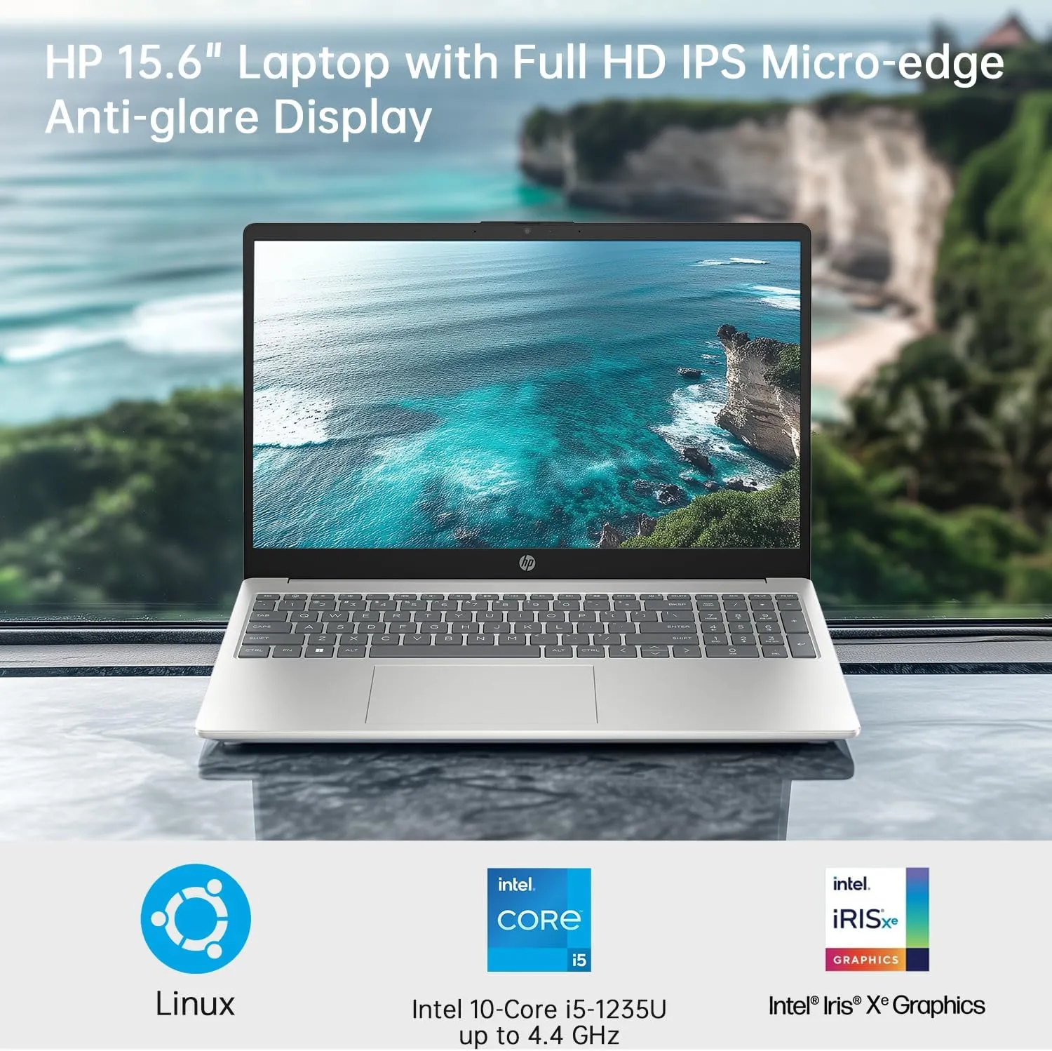 HP 15.6" FHD Linux Laptop, Anti-Glare Display, 10-Core Intel i5-1235U, 32GB RAM, 2TB SSD   256GB Portable SSD, KeyPad, WiFi 6, Webcam, USB-C, Linux Ubuntu OS