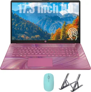 HP 17 Laptop, Intel Celeron N4120 Processor, 17.3 HD  Touchscreen Display, 16GB RAM,1TB SSD, Intel UHD Graphics, Backlit Keyboard, Windows 11 Home, Fatcayes Accessory, Sunkissed Plum (Renewed)